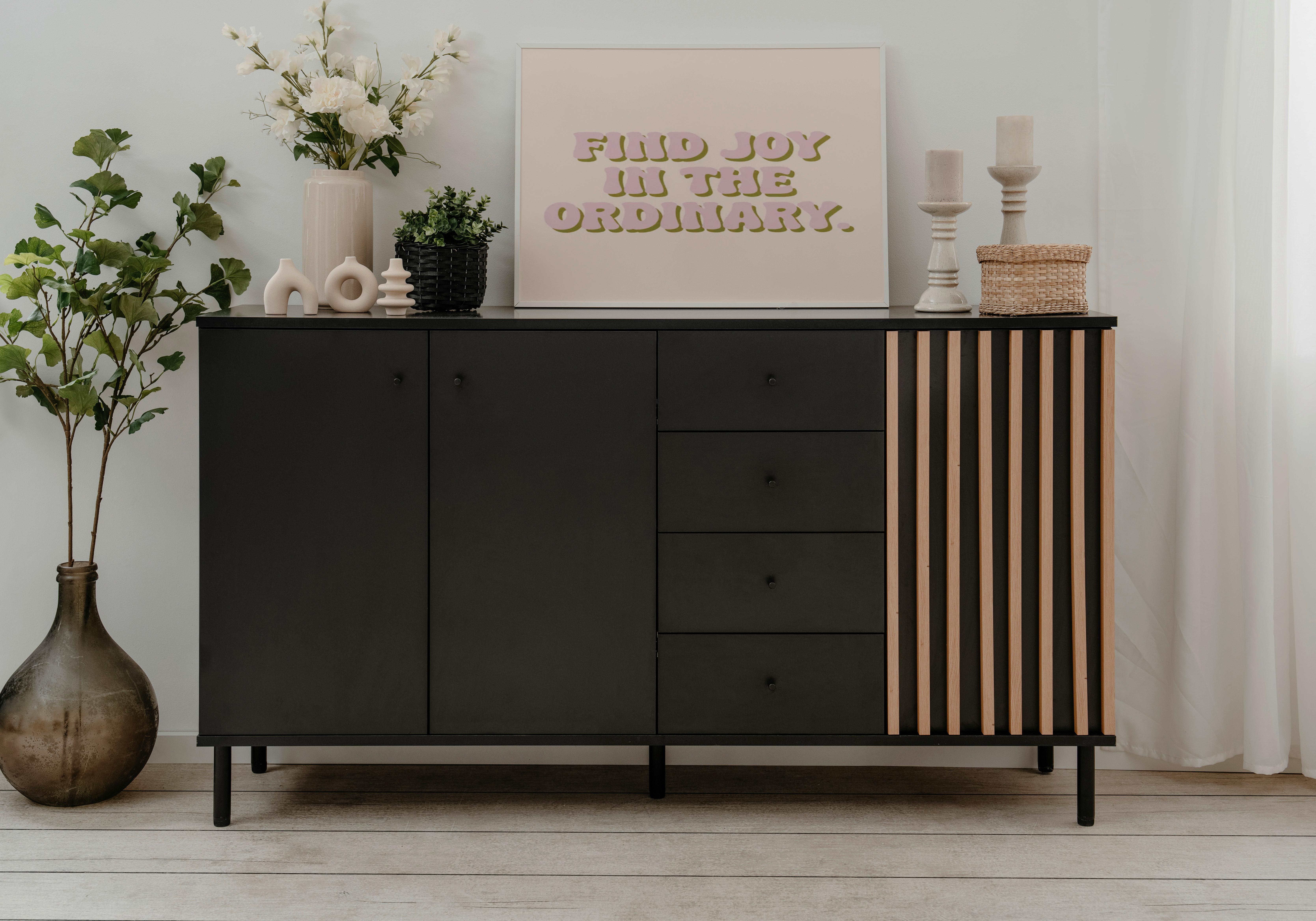 Sideboard Monza 51c - Schwarz/Eiche Artisan, Design, Holzwerkstoff (160/90/40cm) - Livetastic