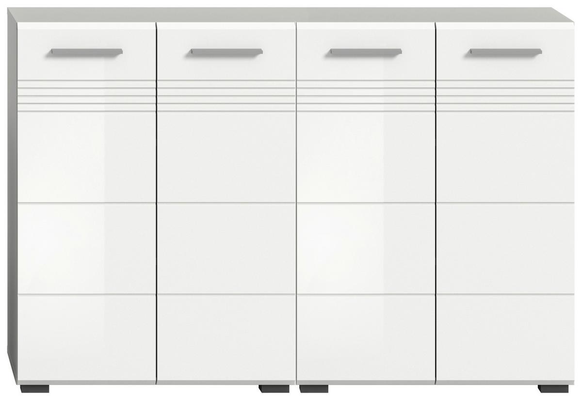 Midischrank Copa Grau Weiß Hg B: 120 Cm - Weiß Hochglanz/Schwarz, MODERN, Holzwerkstoff (120/80/30cm) - MID.YOU