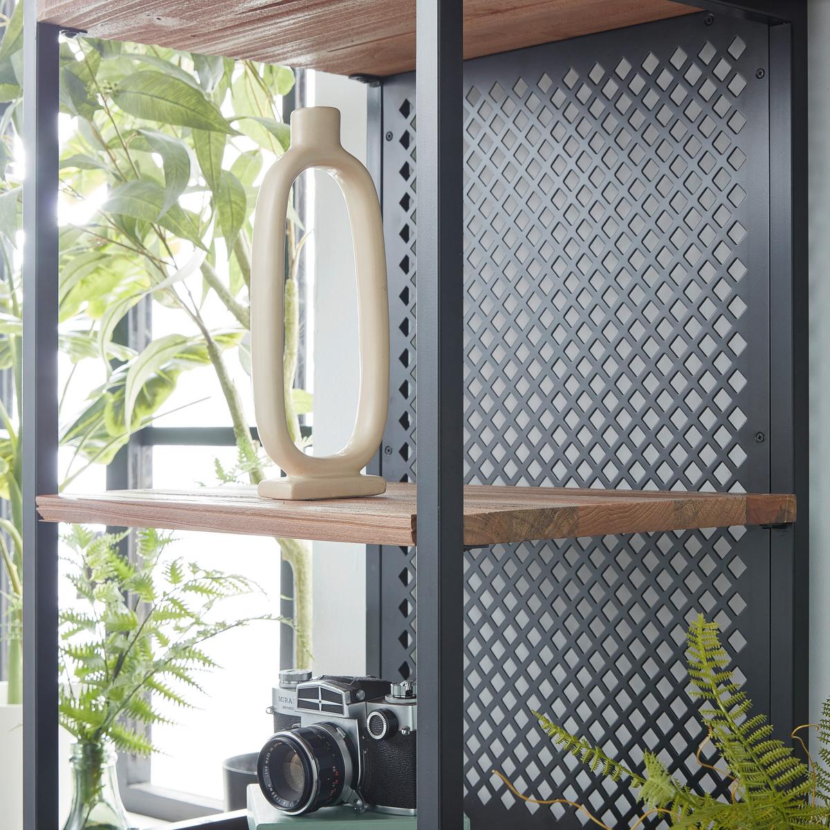 STOJACÍ REGÁL RUSTY - přírodní barvy/antracitová, Moderní, kov/dřevo (70/188/35cm) - Zandiara