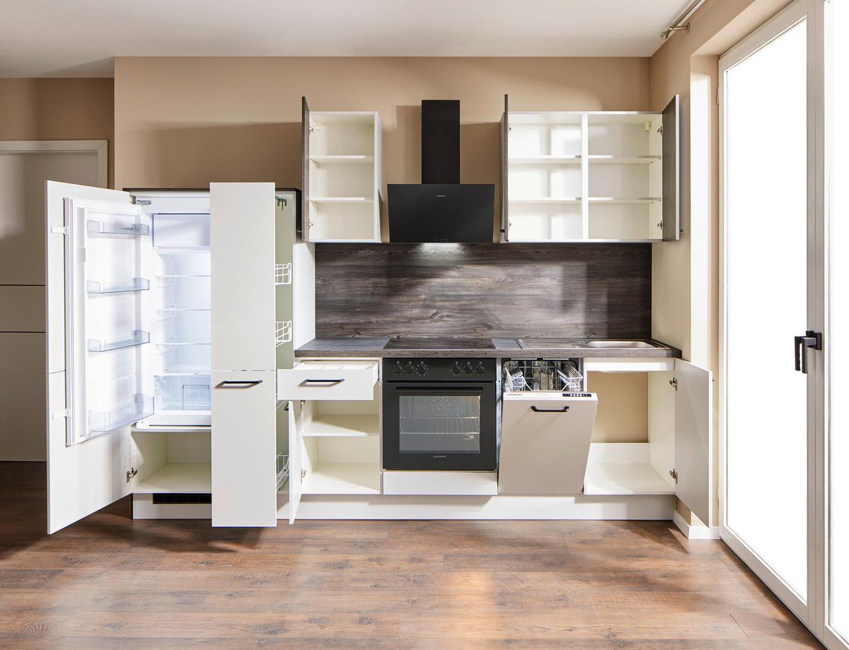 Küchenblock Pn215/Pn100 - Eiche dunkel/Hellgrau, Basics, Holzwerkstoff (290cm) - Pino