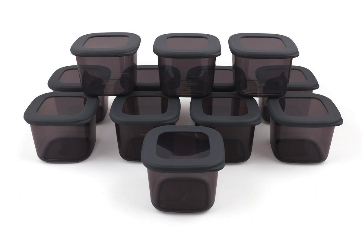 Vorratsdosenset 12-teilig Je 0,55l, Kunststoff Anthrazit - Klar/Anthrazit, Basics, Kunststoff (10/10/9.5cm) - P & B