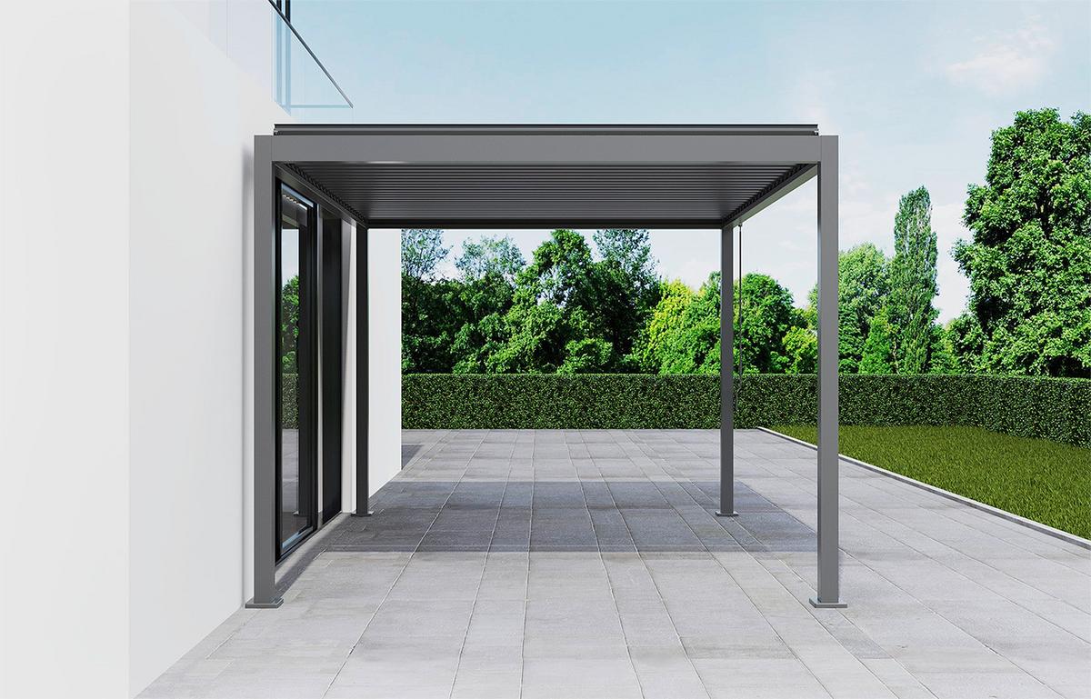 Pergola Origin +90 ca. 3x4m Aluminium,Lamellen verstellbar - Anthrazit, Basics, Metall (371/265/296cm) - Gardenson