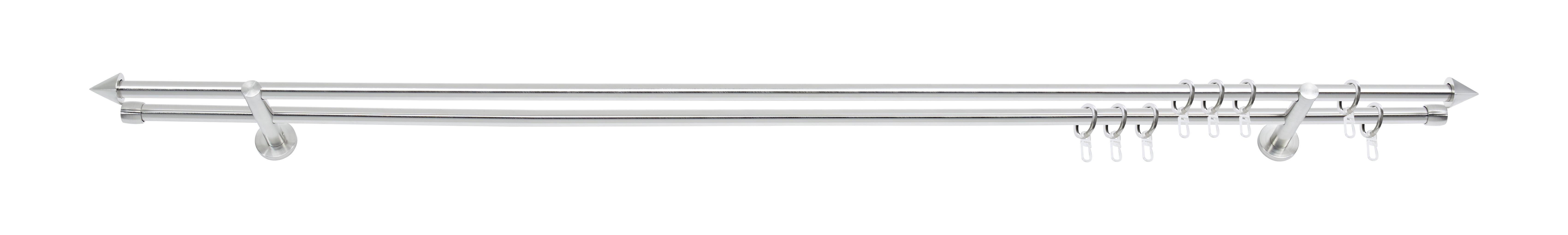 Rundstangengarnitur Brenda Edelstahlfarben L: 120 Cm - Edelstahlfarben, KONVENTIONELL, Metall (120cm) - Ondega
