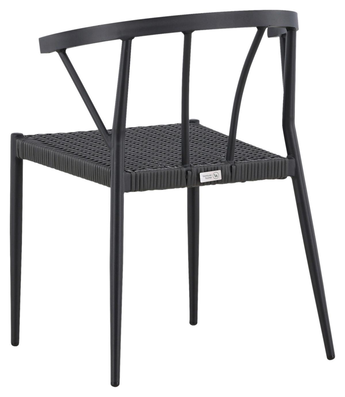 Gartensessel-Set 6-Tlg. Stina Metall/Kunststoff - Schwarz, KONVENTIONELL, Kunststoff/Metall (47/79,5/49cm) - Gardenson