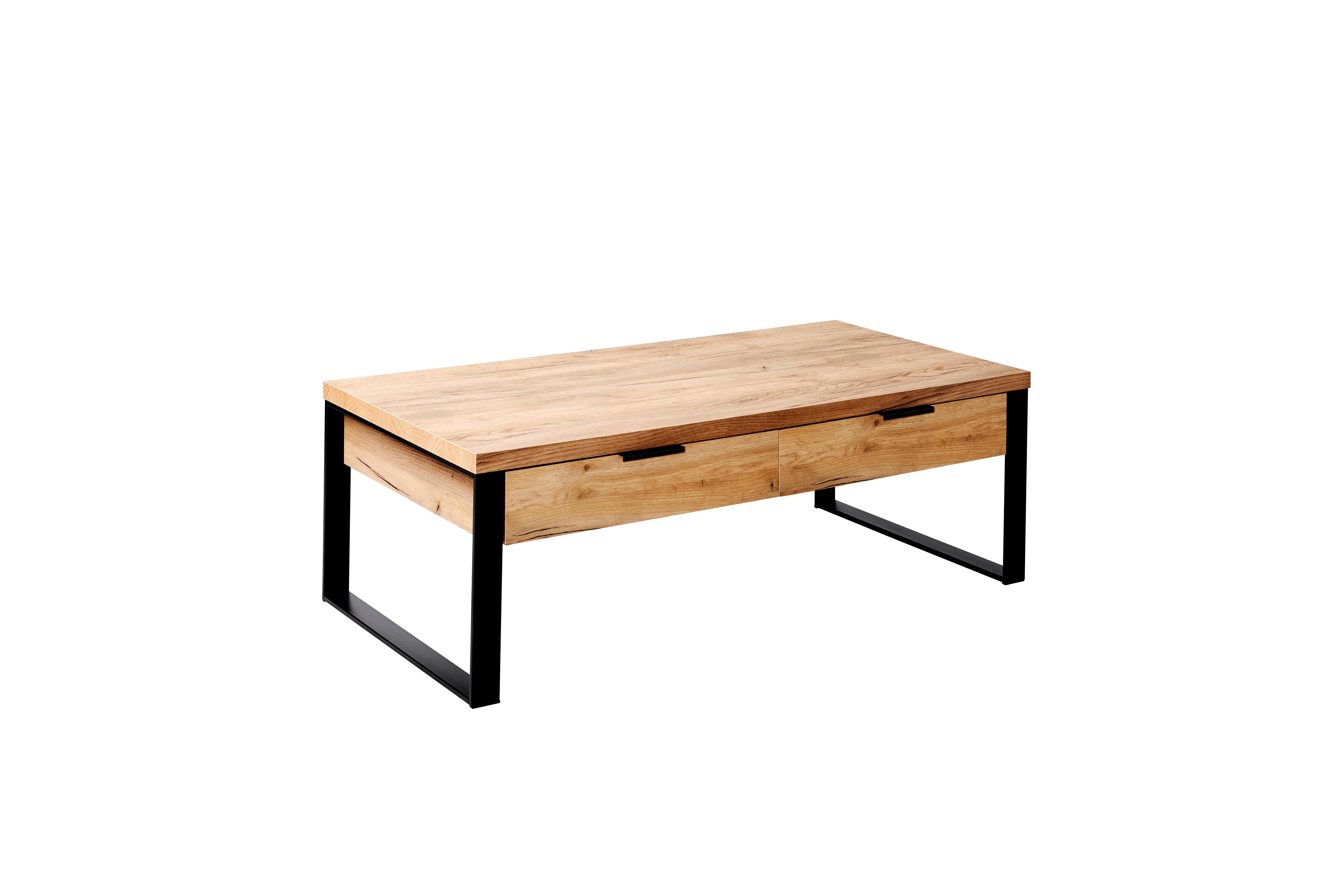 Couchtisch Loop Coffee Eichefarben L: 118cm - Eichefarben/Schwarz, Design, Holzwerkstoff/Metall (118/59/40cm)