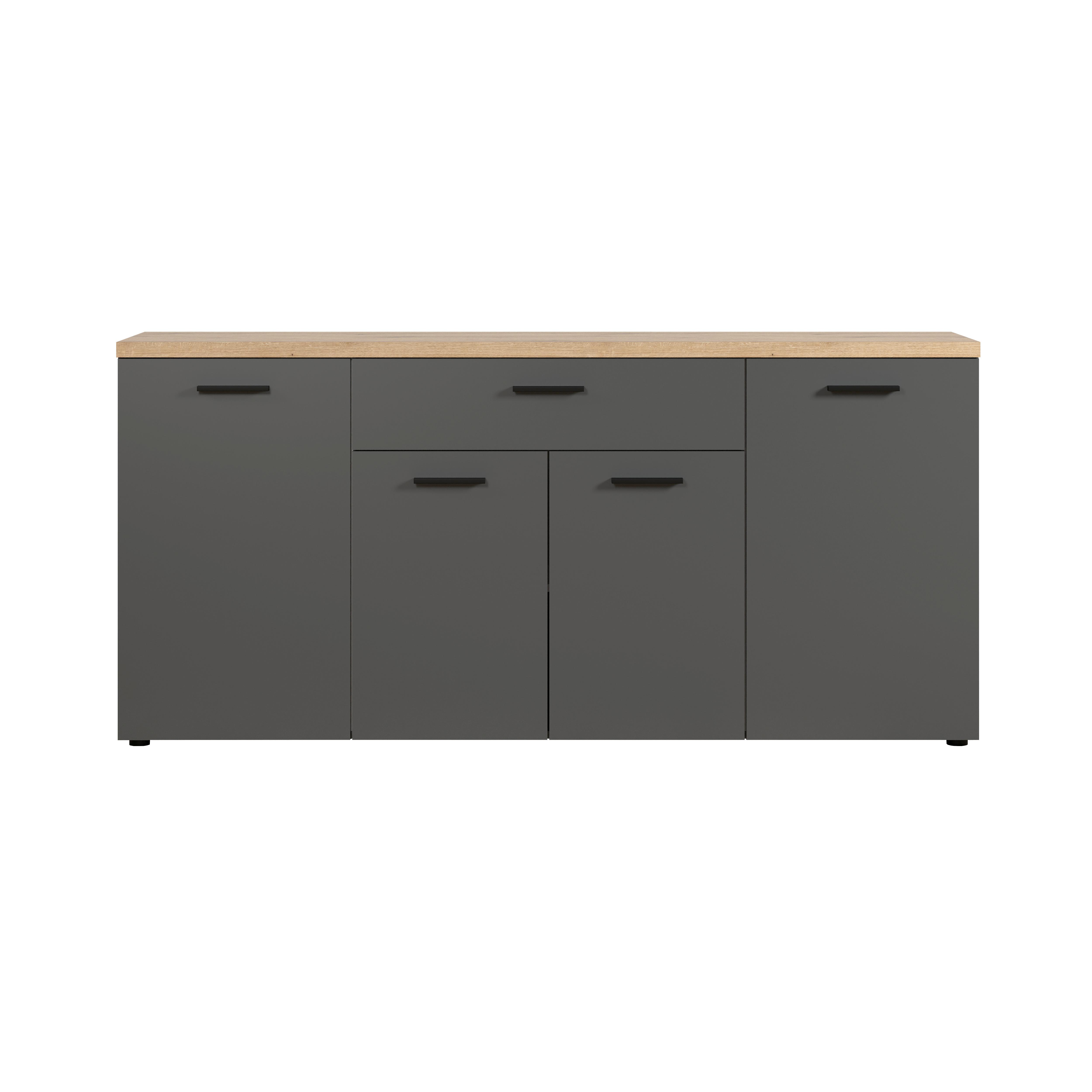 Sideboard Baggio Anthrazit/Eichefarben B: 180cm - Eichefarben/Anthrazit, Design, Holzwerkstoff (180/85/40cm) - MID.YOU