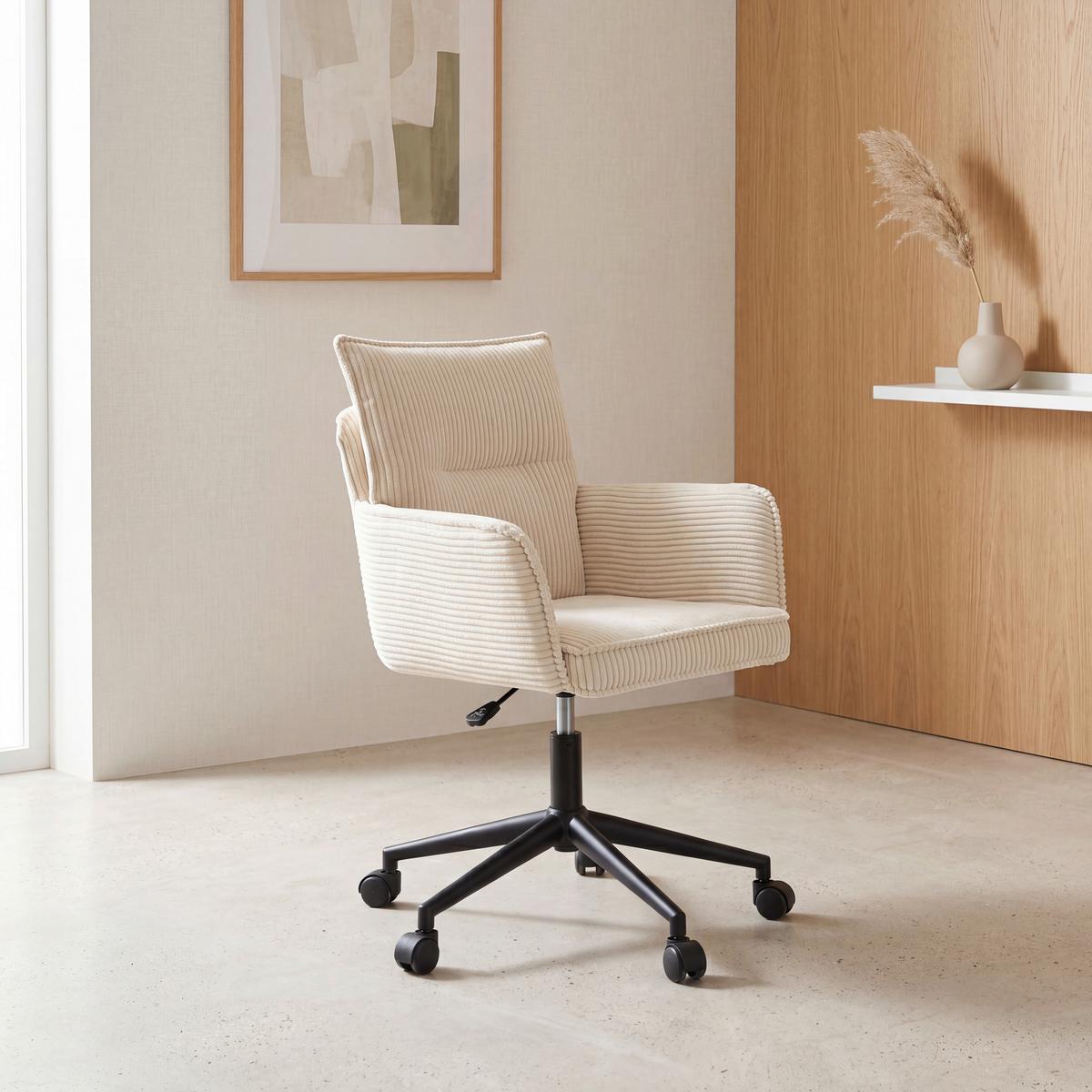 Drehstuhl Valencia Beige B: 58,5 cm - Beige/Schwarz, MODERN, Textil/Metall (58,5/88/95/63cm) - Livetastic