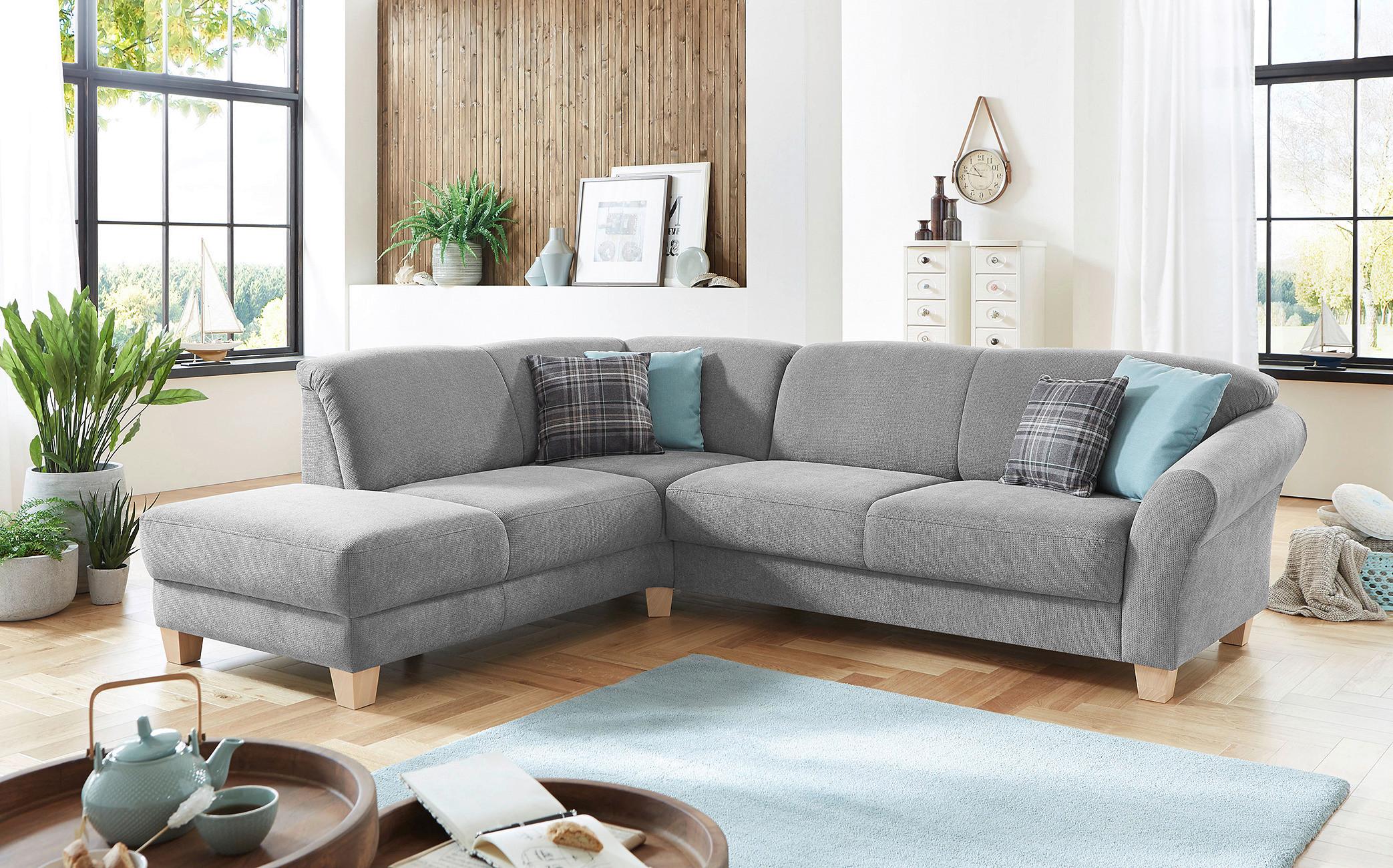 Ecksofa Gotland silberfarben, 212x257 cm - Silberfarben/Naturfarben, KONVENTIONELL, Textil (212/257cm) - Sit & More