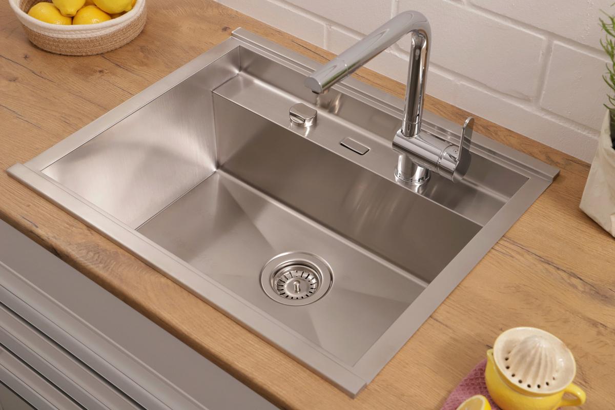 Spüle California Edelstahl 62x24,5 cm - Edelstahlfarben, Basics, Metall (62/24,5/50cm) - Respekta