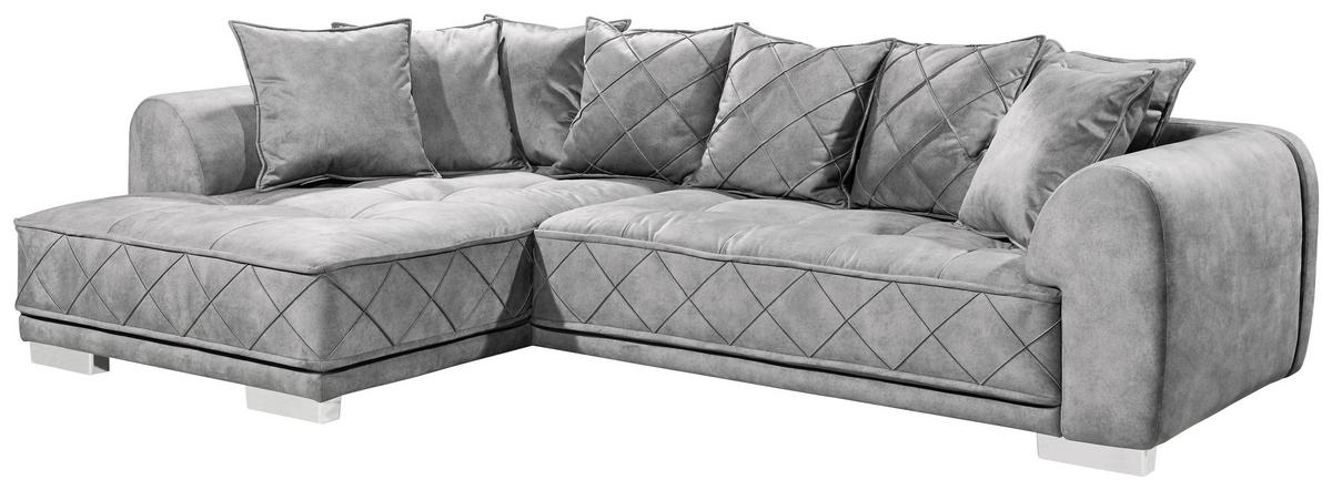 Sedacia súprava v tvare L SENTINA sivá - sivá/strieborná, Basics, textil/plast (319/194cm) - MID.YOU