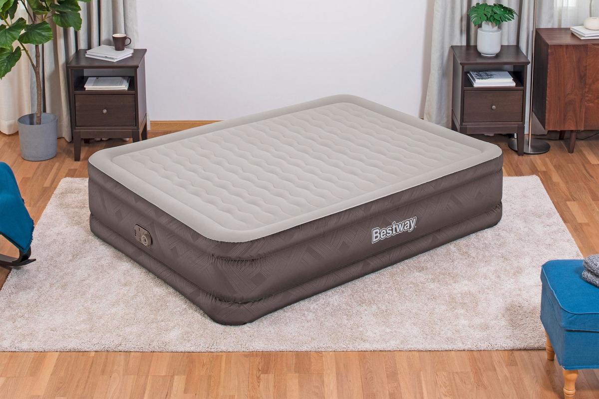Luftbett Nicole 203x152x46 Cm Bis 350kg, Inkl. Pumpe - Braun/Grau, KONVENTIONELL, Kunststoff/Metall (203cm) - Bestway