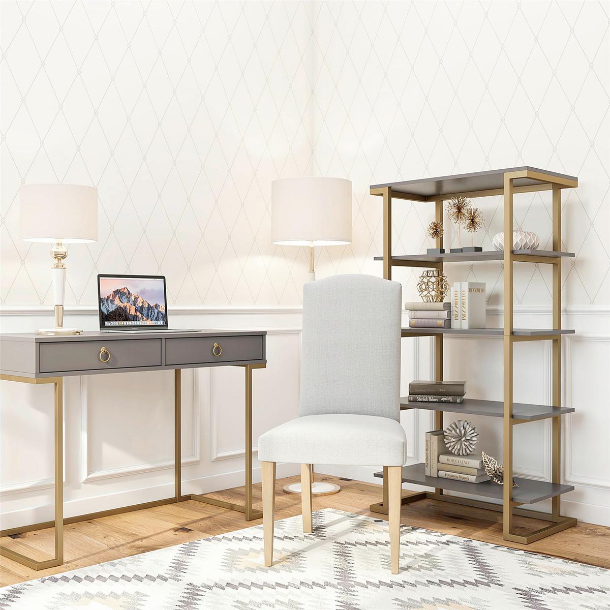 Regal Camilla Graphitfarben B: 77cm - Messingfarben/Graphitfarben, Design, Holzwerkstoff/Metall (77/141/40cm) - MID.YOU