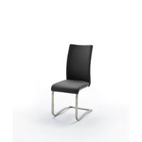 Schwingstuhl Arco 2 Leder Schwarz B: 43 cm - Edelstahlfarben/Schwarz, KONVENTIONELL, Leder/Metall (43/102/52cm)