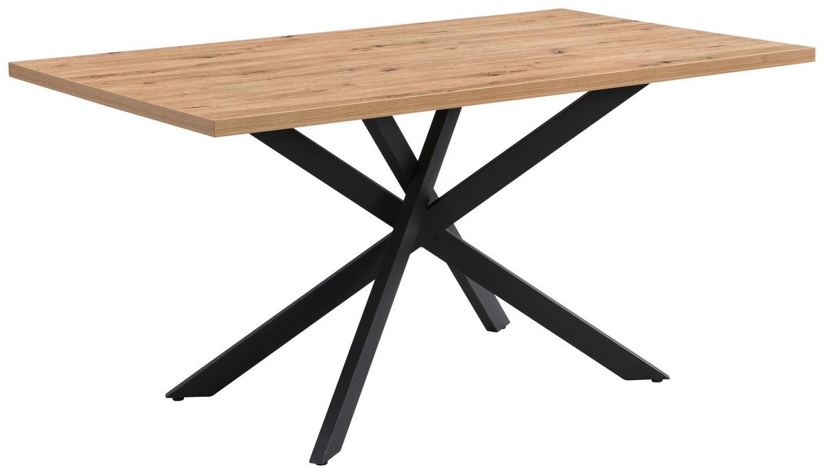 Esstisch Ebbo 150x90 cm Wildeiche Dekor - Wildeiche/Schwarz, LIFESTYLE, Holzwerkstoff/Metall (150/75/90cm)