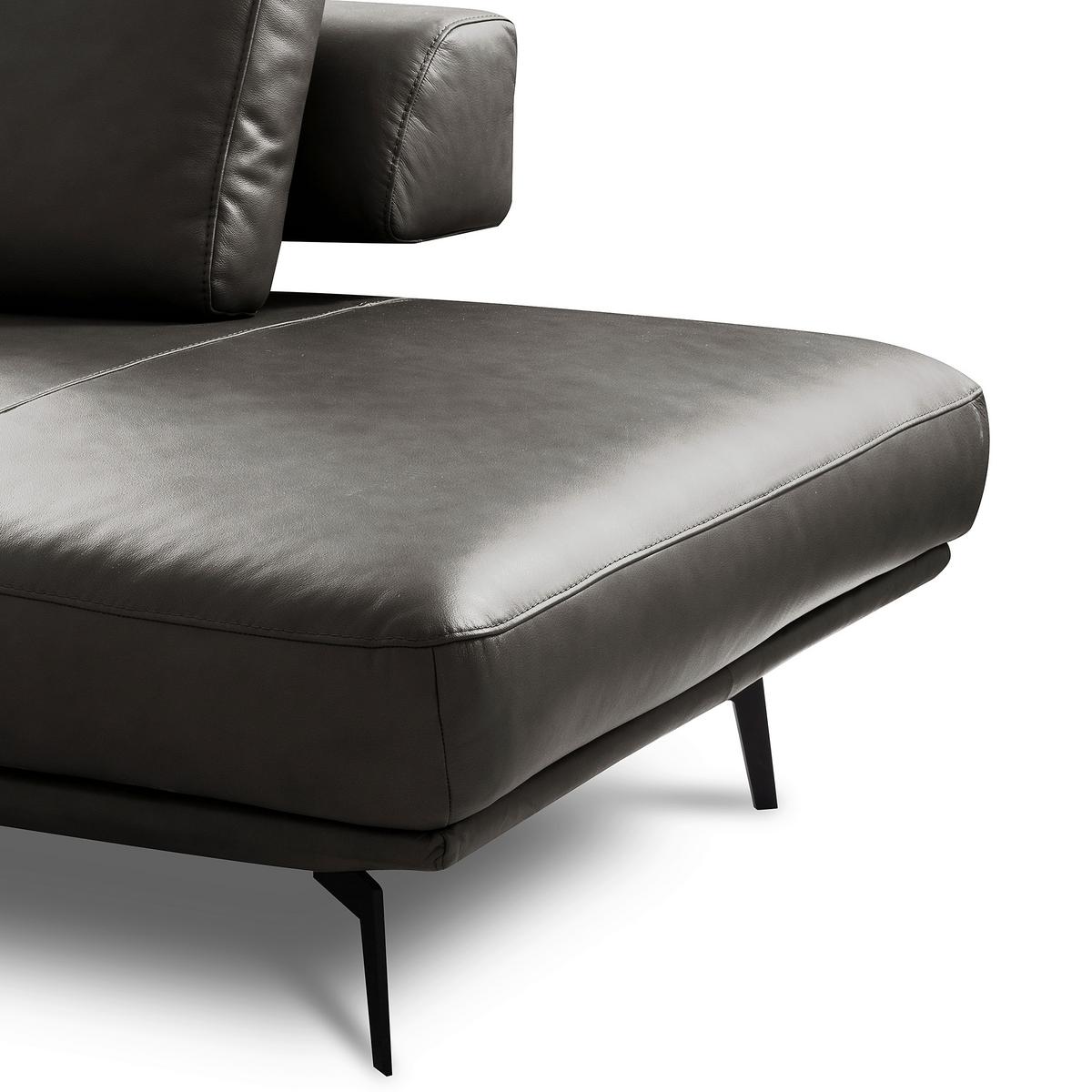 Ecksofa Como Echtleder Anthrazit 306x237 - Anthrazit/Schwarz, Design, Leder (306/237cm) - Livetastic