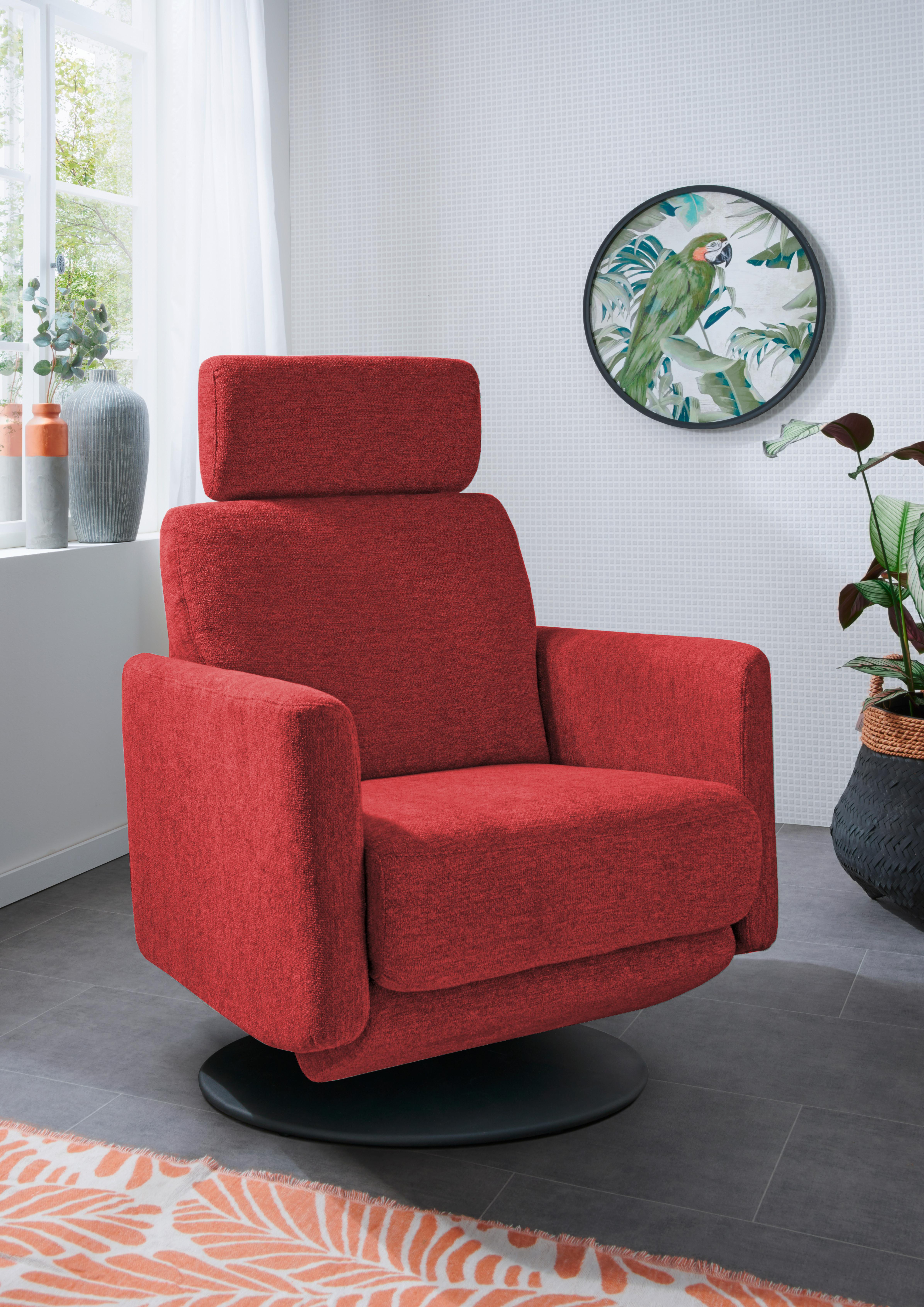 Relaxsessel Centrale T: 87-154 Cm, Rot - Rot/Schwarz, MODERN, Textil (77/105/87-154cm) - Livetastic