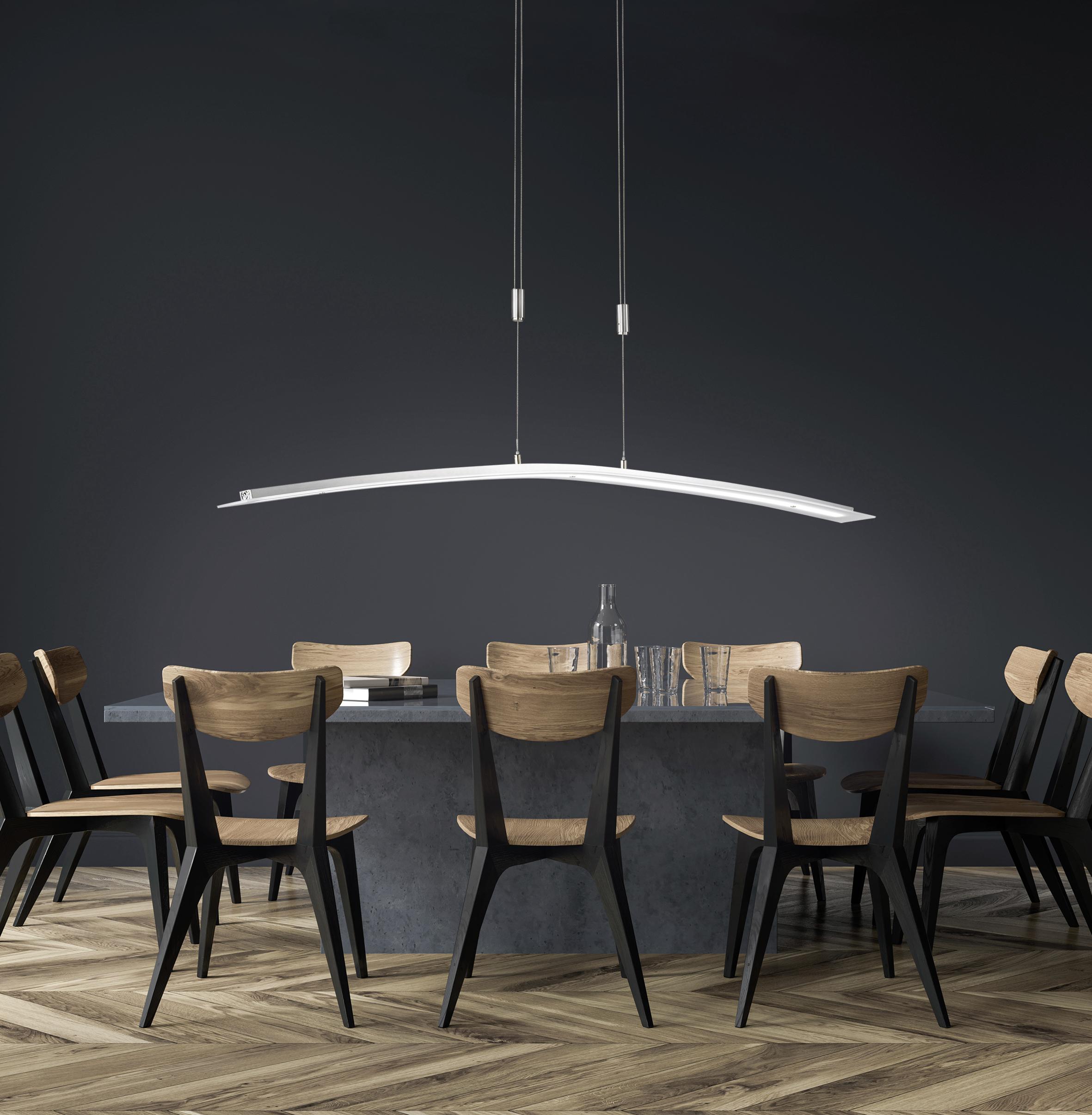 Led-hängeleuchte Metis H: 80-150 Cm Dimmbar - Nickelfarben, Design, Metall (135/9/80-150cm) - Fischer & Honsel