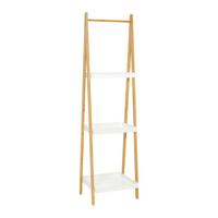 Regál z bambusu Mirela - biela/prírodná farba, Modern, kompozitné drevo/prírodné materiály (43/160/40cm) - Bessagi Home
