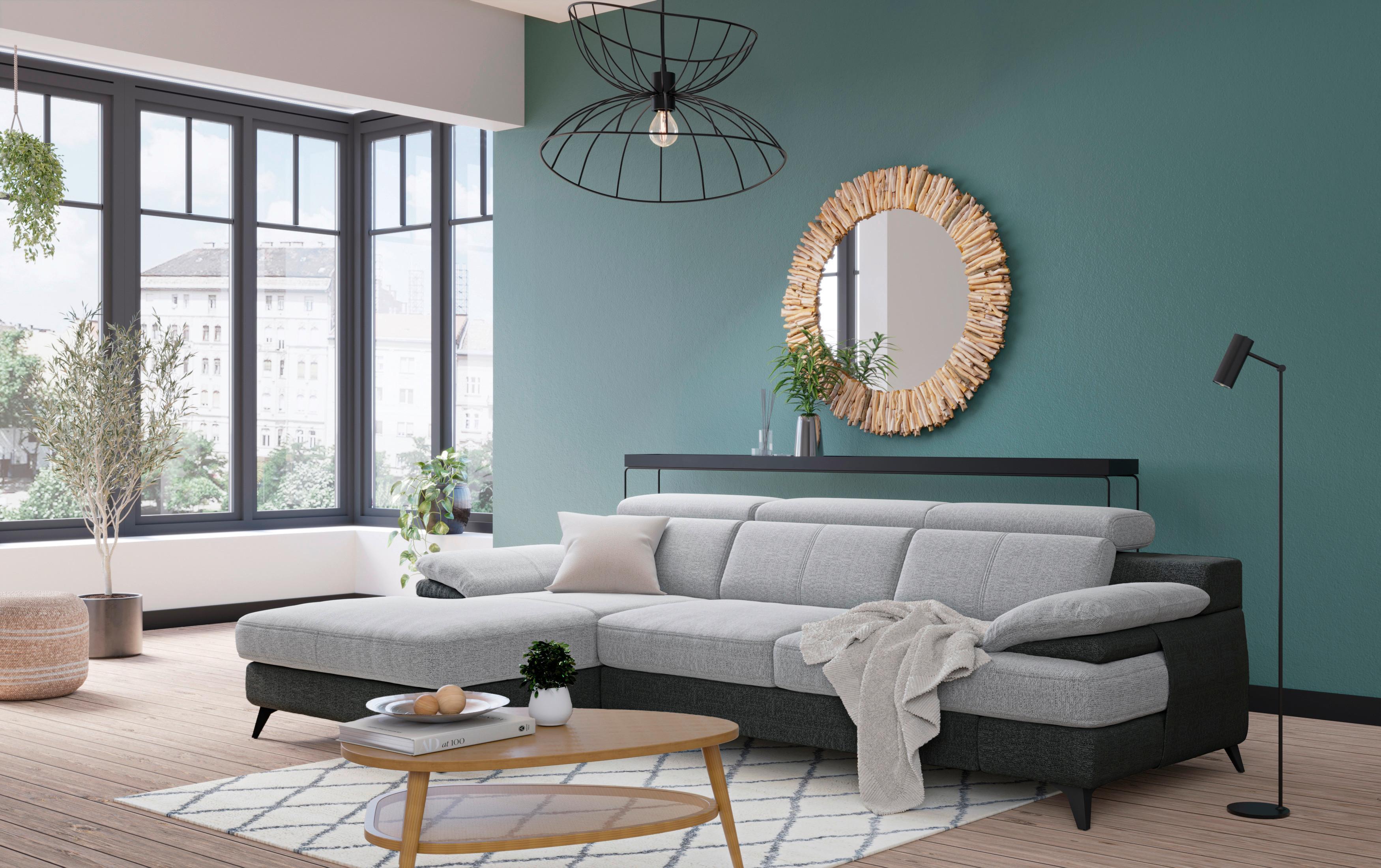 Ecksofa Titus Graphit-/silberfarben - Silberfarben/Schwarz, Design, Textil (291/80-98/178cm) - Livetastic