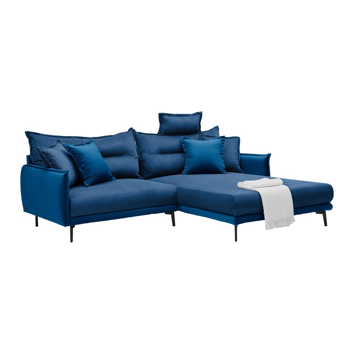 Rohová sedačka NUOVO, oboustranná, tmavě modrá - černá/tmavě modrá, Moderní, kov/textil (245/190cm) - Mömax