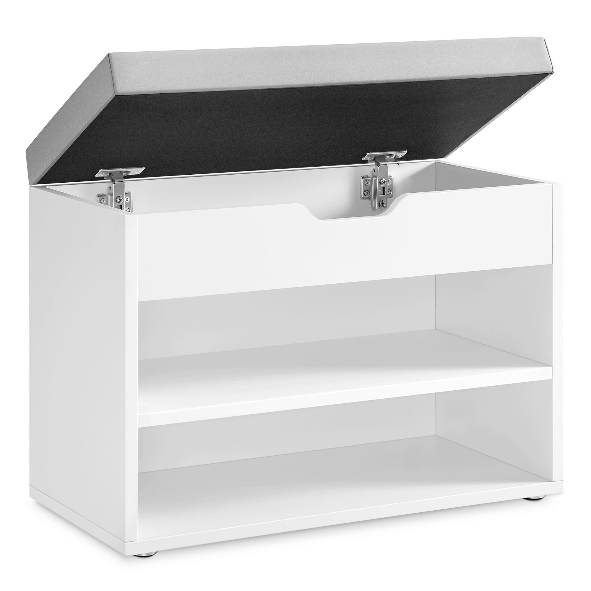 Schuhbank Shoe Bench - Weiß/Grau, MODERN, Leder/Holzwerkstoff (60/44/30cm) - MID.YOU