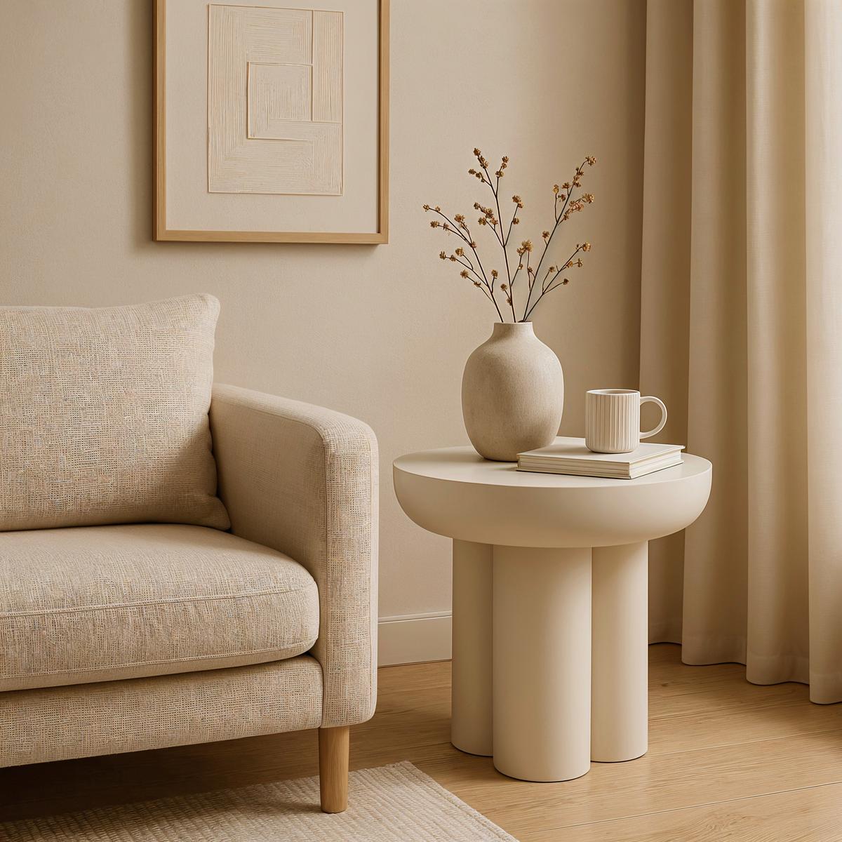 Beistelltisch Weiß B: 50 cm - Weiß, Design, Holzwerkstoff/Stein (50/50/47cm) - MID.YOU