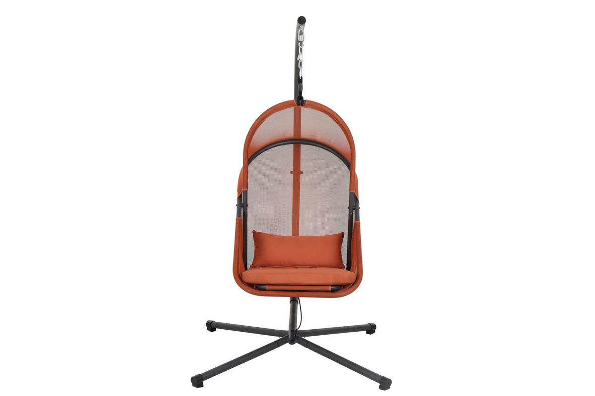 Hängesessel Mit Gestell Mit Sitz- Und Rückenkissen - Anthrazit/Rot, KONVENTIONELL, Kunststoff/Textil (123/195/106cm) - Siena Garden