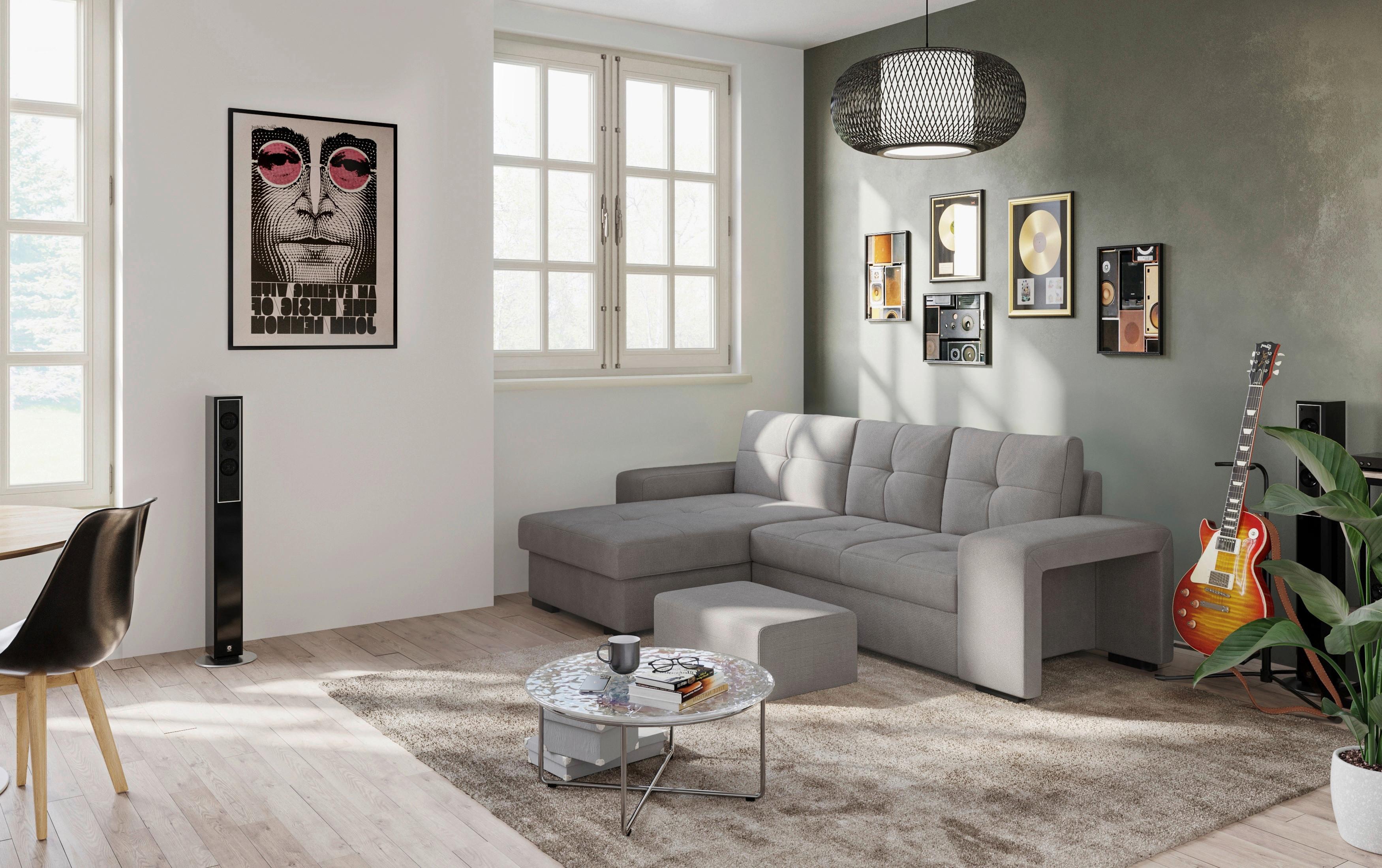 Eckschlafsofa Mattina, Grau S: 156x268 Cm - Schwarz/Grau, MODERN, Textil (156/268cm) - MID.YOU