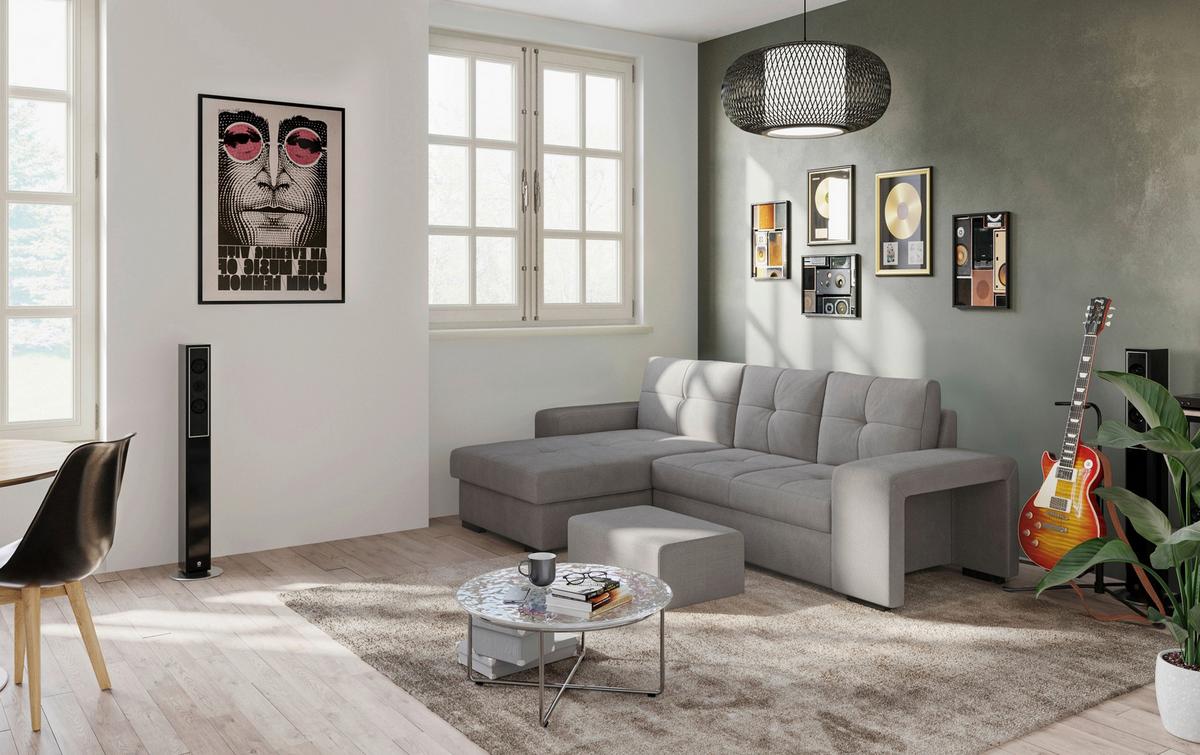 Eckschlafsofa Mattina, Grau S: 156x268 Cm - Schwarz/Grau, MODERN, Textil (156/268cm) - MID.YOU