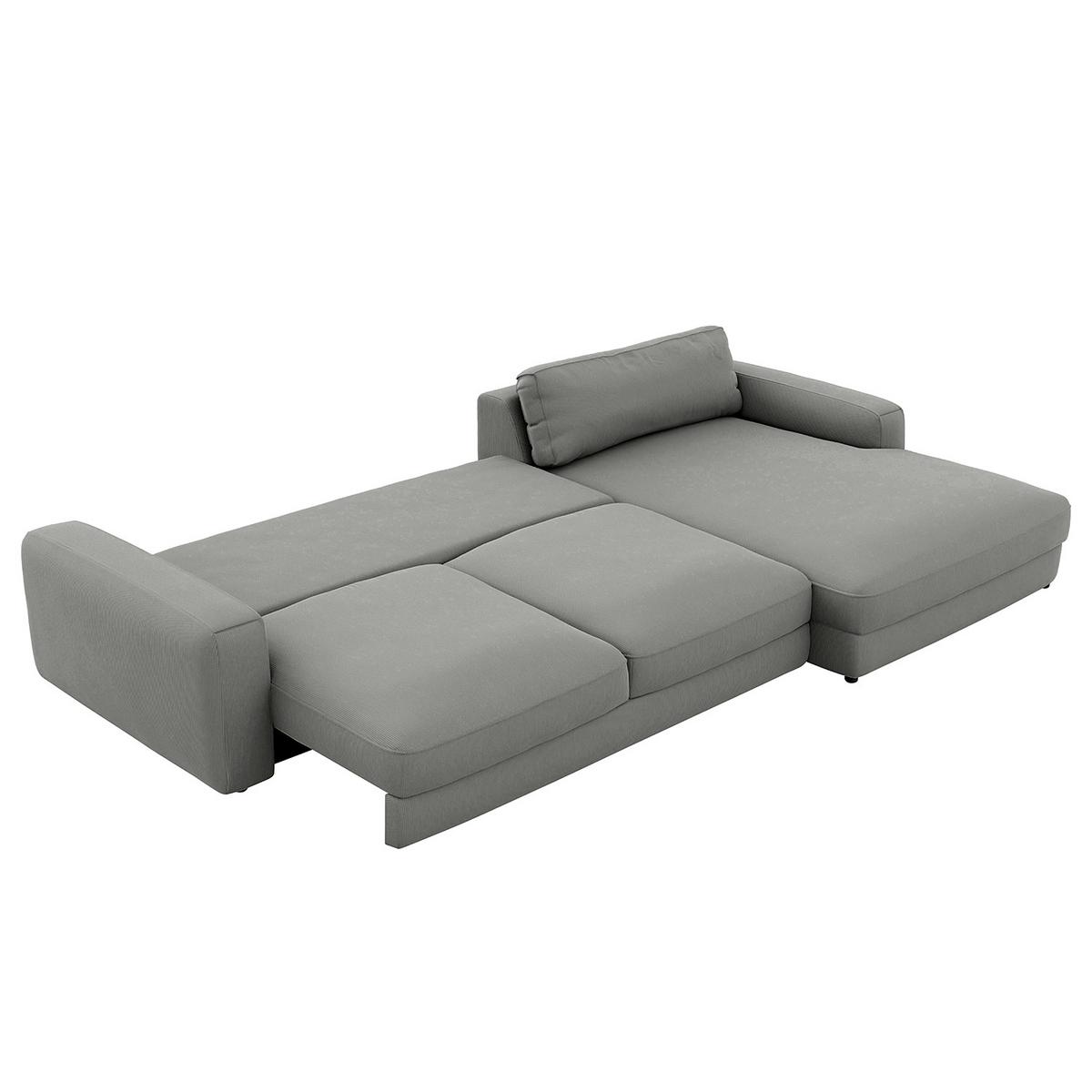 Ecksofa Bourbon, D. Grau S: 303x176 cm - Dunkelgrau/Schwarz, MODERN, Textil (303/176cm) - Trendmanufaktur