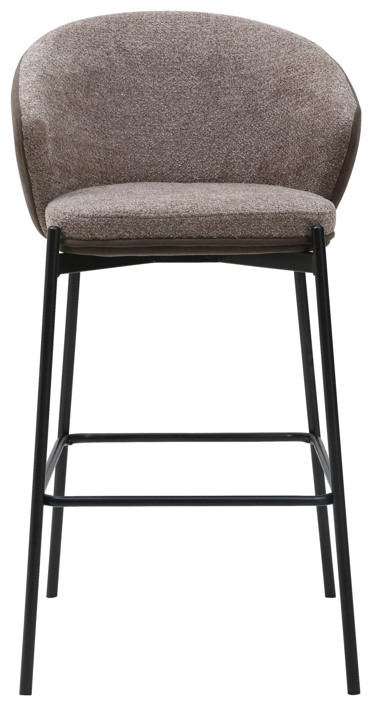 Barhocker Corey Textil Braun B: 53,5 Cm - Schwarz/Braun, MODERN, Textil/Metall (53,5/101/54cm) - MID.YOU
