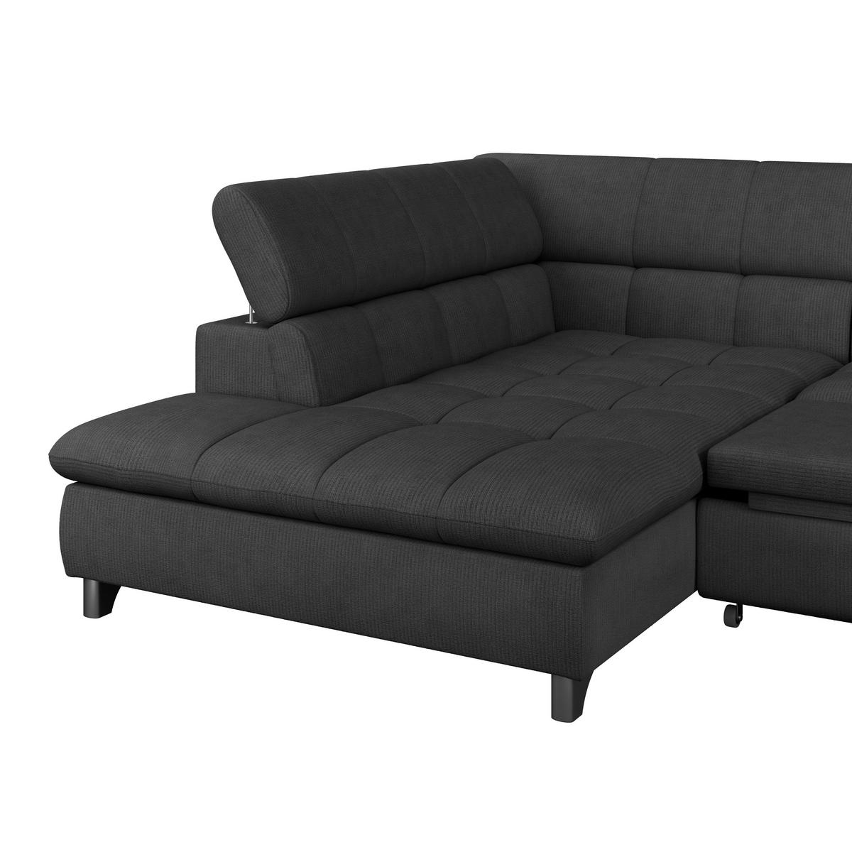Ecksofa Gemini Schwarz, B: 234cm - Chromfarben/Schwarz, KONVENTIONELL, Textil (234/312cm)