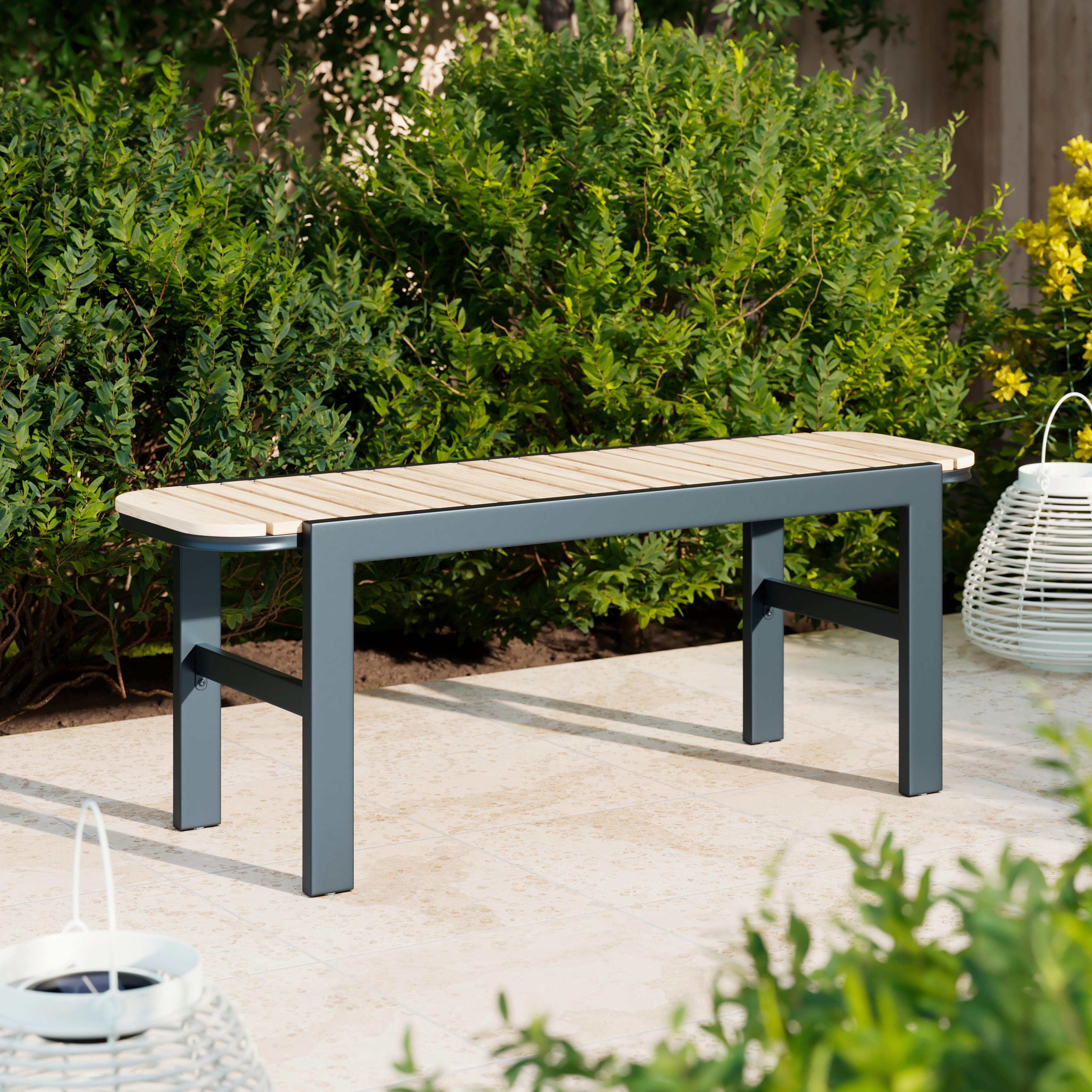 ZÁHRADNÁ LAVICA MARLO - farba akácie, Modern, kov/drevo (126/47/40cm) - Bessagi Garden