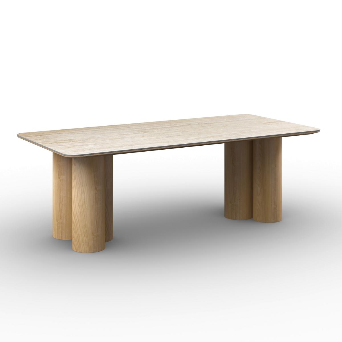 Jídelní stůl Kiano, š: 220 cm - krémová/přírodní barvy, Moderní, dřevo/kompozitní dřevo (220/76/105cm) - Bessagi Home
