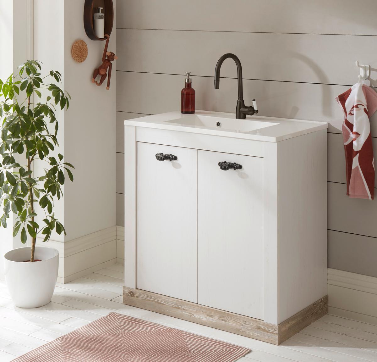 Badezimmer Florenz Pinienfarben B: 205cm - Weiß/Pinienfarben, Design, Naturmaterialien/Holzwerkstoff (205/200/46cm) - MID.YOU