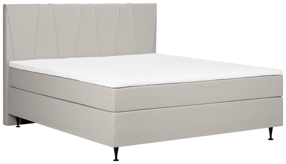 Boxspringbett Mit Topper 140x200 Cm Wels, Beige - Beige/Schwarz, MODERN, Textil (140/200cm) - MID.YOU