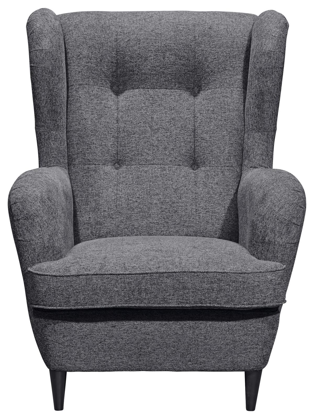 Ohrensessel Oskar Webstoff Anthrazit - Anthrazit/Schwarz, Basics, Holzwerkstoff/Textil (78/102/98cm) - MID.YOU