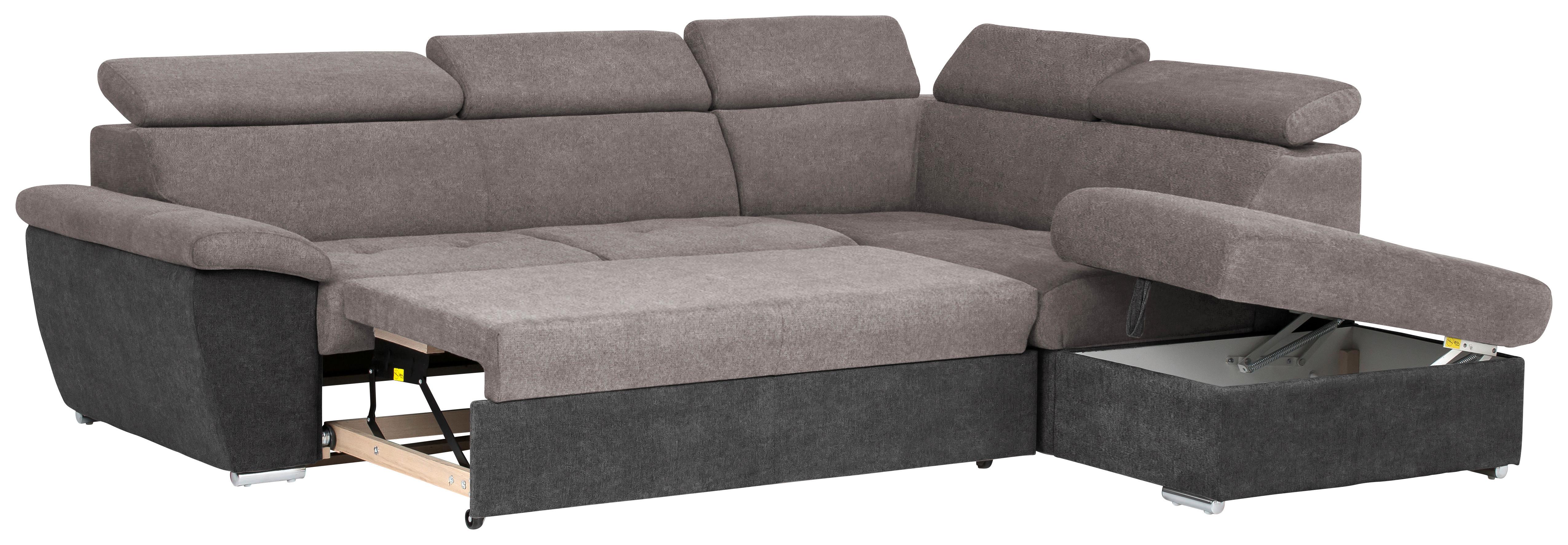 Livetastic Ecksofa mit Schlaffunktion Antero + Bettkasten Grau