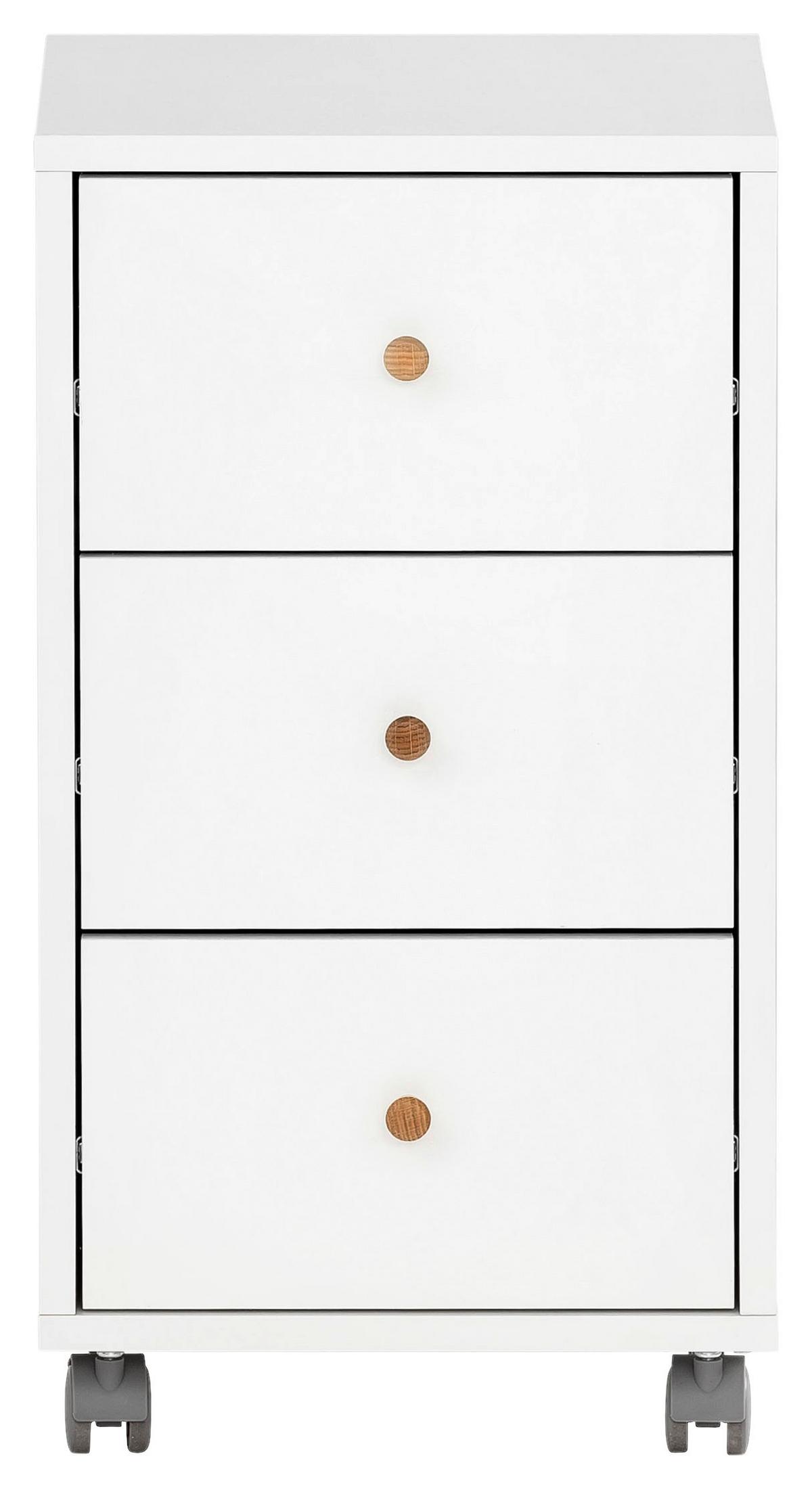 Rollcontainer Weiß B: 32,6 Cm - Weiß, MODERN, Holzwerkstoff/Kunststoff (32,6/59,7/39,1cm) - MID.YOU