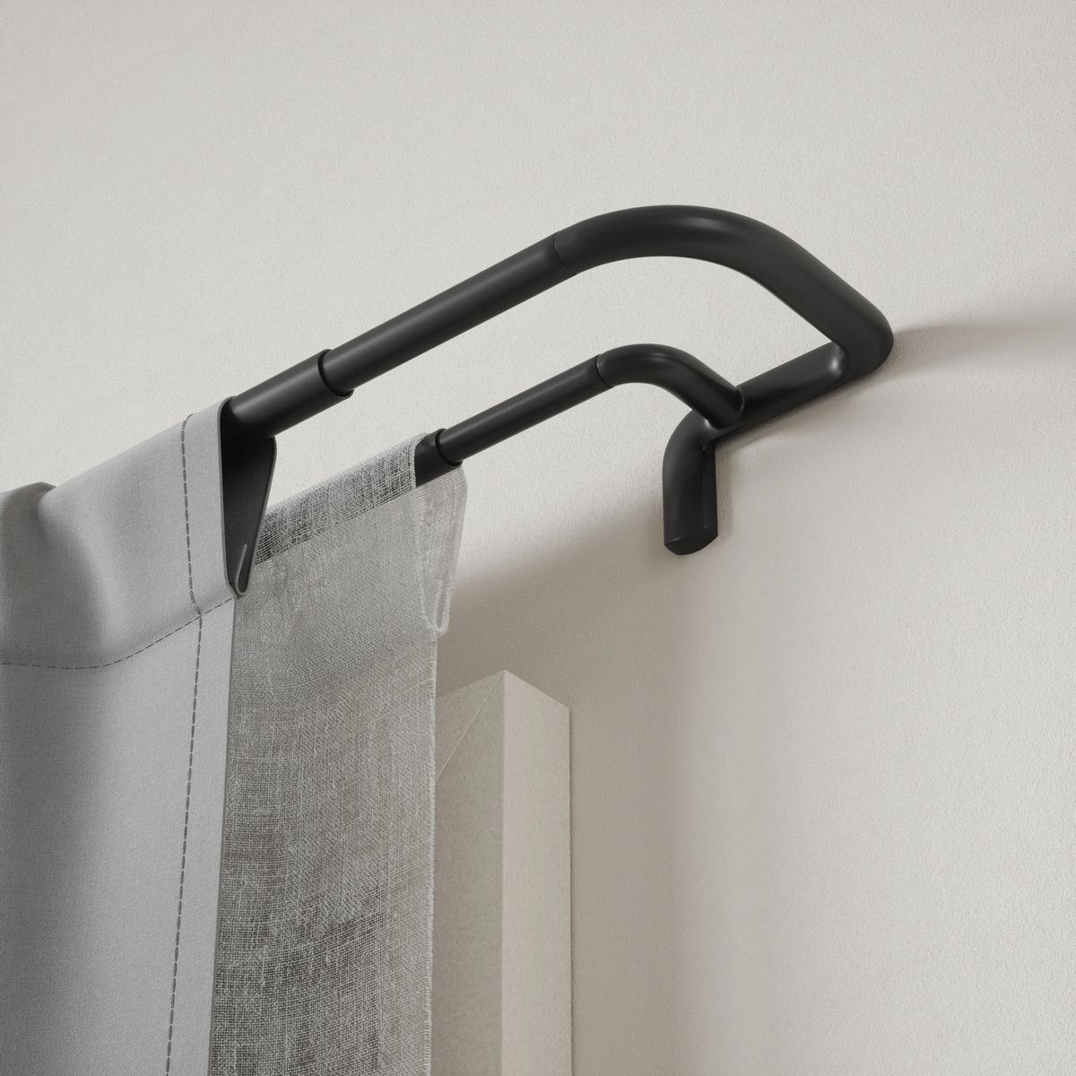 Vorhangstangenset Twilight Schwarz L: 76-213 cm - Schwarz, KONVENTIONELL, Kunststoff/Metall (76-213/12/5cm) - Umbra
