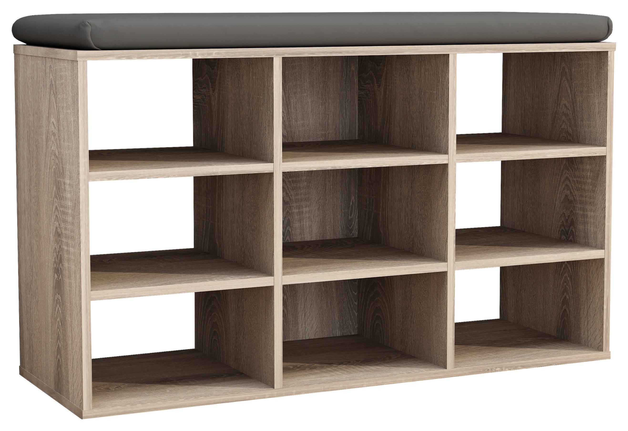 Schuhbank Sonoma Eiche, 80 cm - Anthrazit/Sonoma Eiche, Design, Holzwerkstoff/Kunststoff (80/50/30cm) - MID.YOU