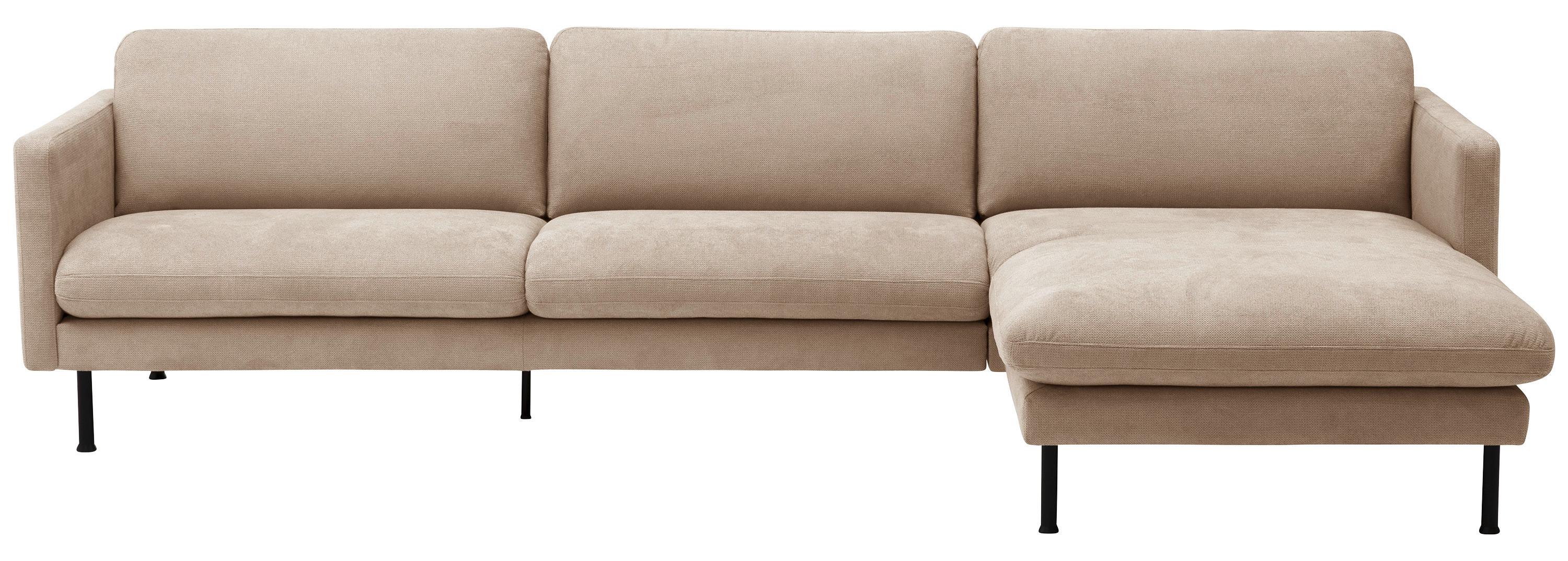 Ecksofa Nathan Rücken Echt, Beige - Beige/Schwarz, MODERN, Textil (286/78/123cm) - Max Winzer