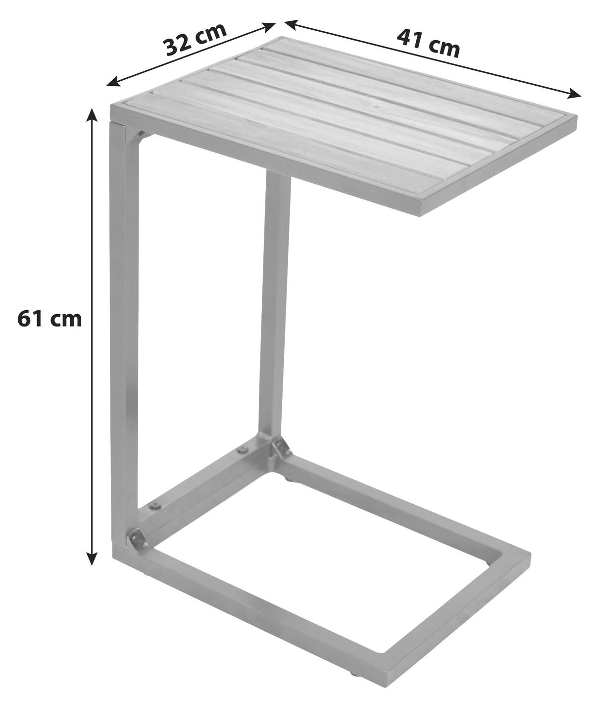 Gartenbeistelltisch Cee - Graphitfarben/Naturfarben, MODERN, Holz/Metall (41/32/61cm) - Gardenson