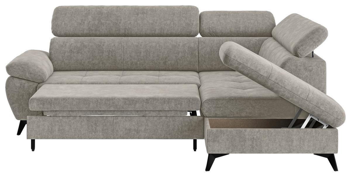Ecksofa mit Bettkasten Hudson 265x207 cm Schlammfarben - Schlammfarben/Schwarz, Textil (265/207cm) - MID.YOU