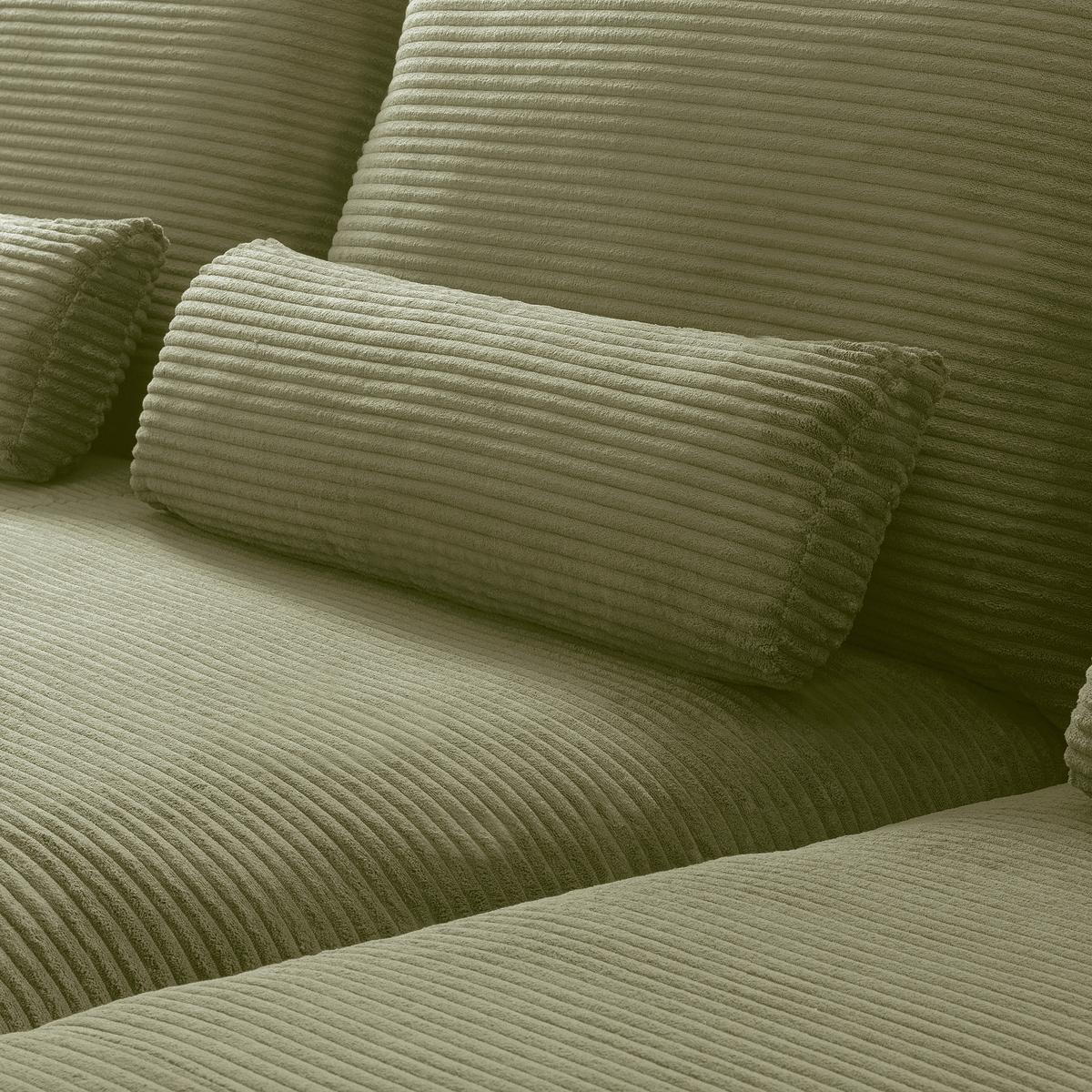 Ecksofa Berlin Cord Olivgrün 313x172 cm - Schwarz/Olivgrün, Design, Textil (313/172cm) - P & B