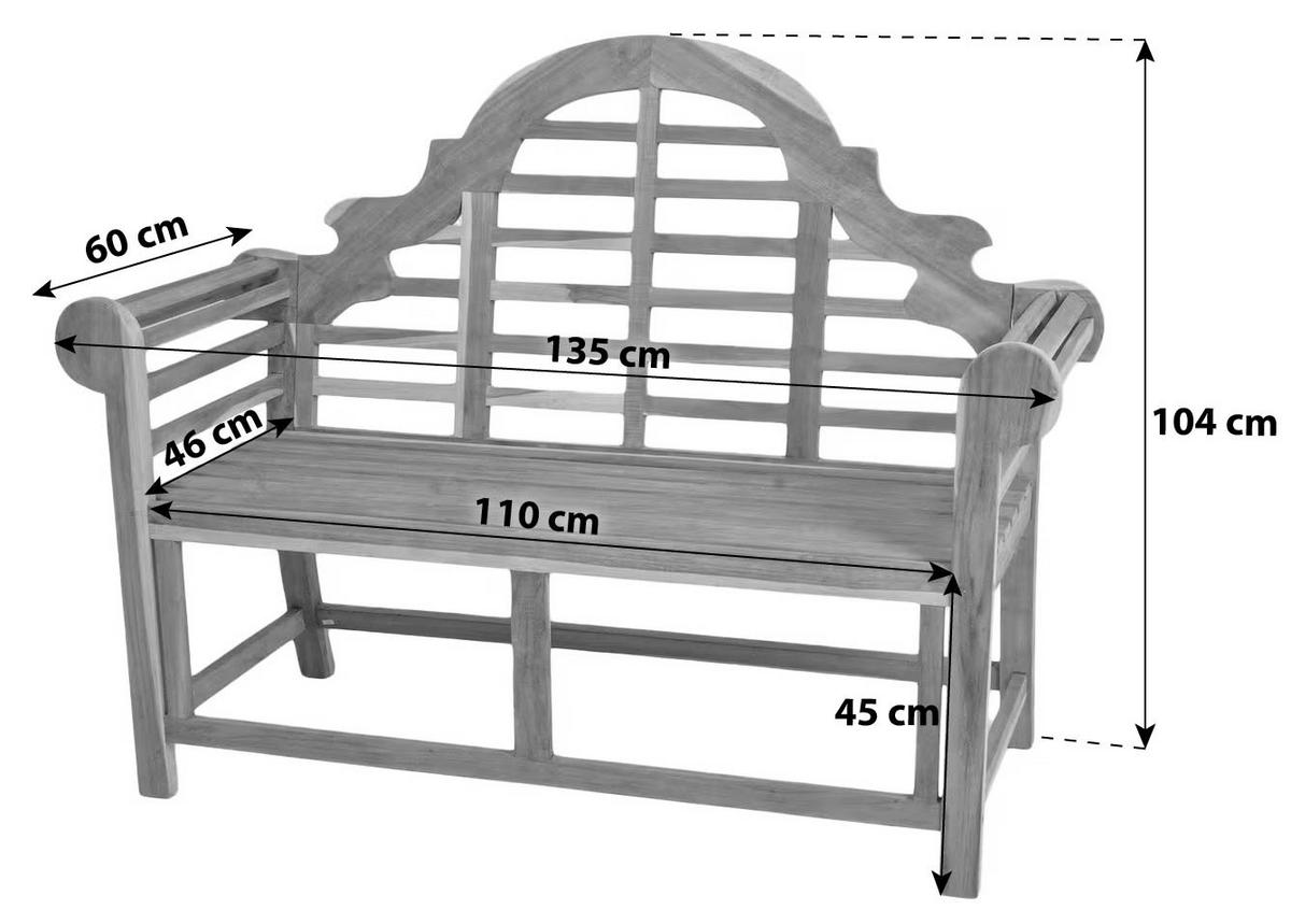 Gartenbank Teakholz 2-Sitzer Picadilli - Naturfarben, Basics, Holz (135/104/60cm) - Gardenson