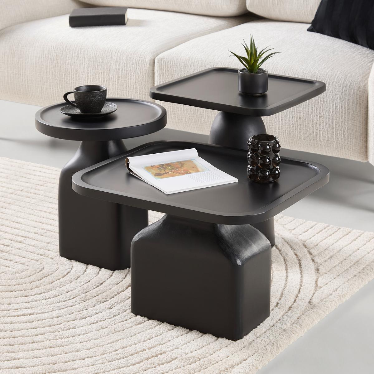 Odkládací stolek Noir, š: 50cm - černá, Moderní, dřevo (50/35/45cm) - Premium Living