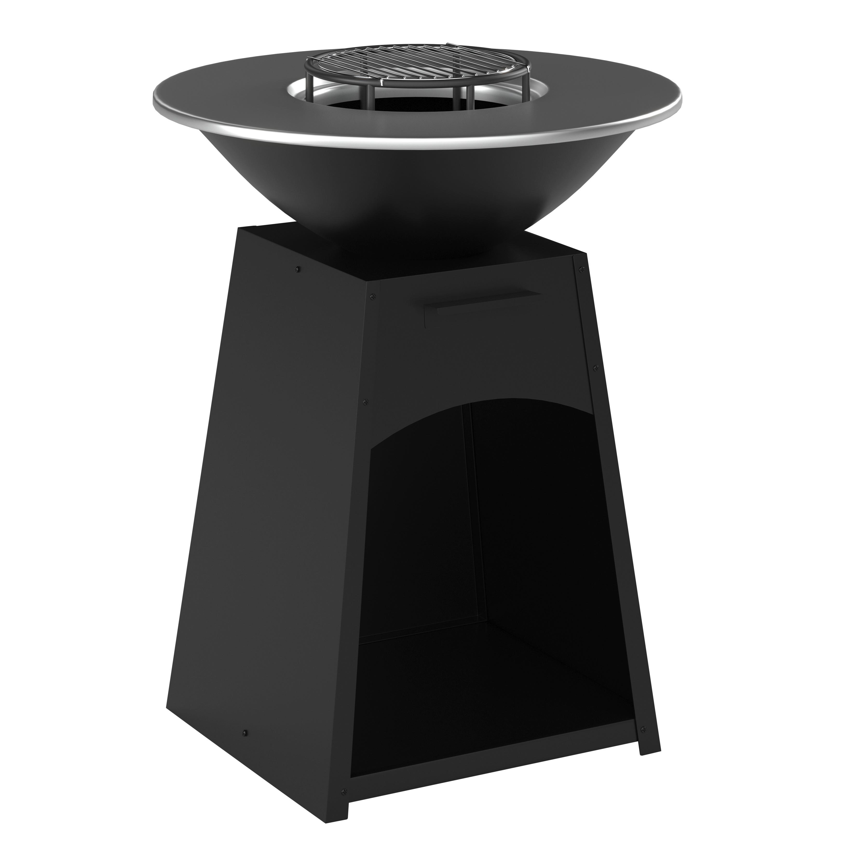 GRIL NA DREVENÉ UHLIE SÄULE 2 - čierna/farba ušľachtilej ocele, Modern, kov (80/80/96cm) - Mömax