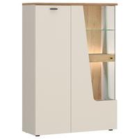 Vitrine 2-Türig, Cut Out B: 95 cm, Kaschmir/Eichefarben - Kaschmir/Eichefarben, MODERN, Glas/Holzwerkstoff (95/140/40cm) - Premium Living