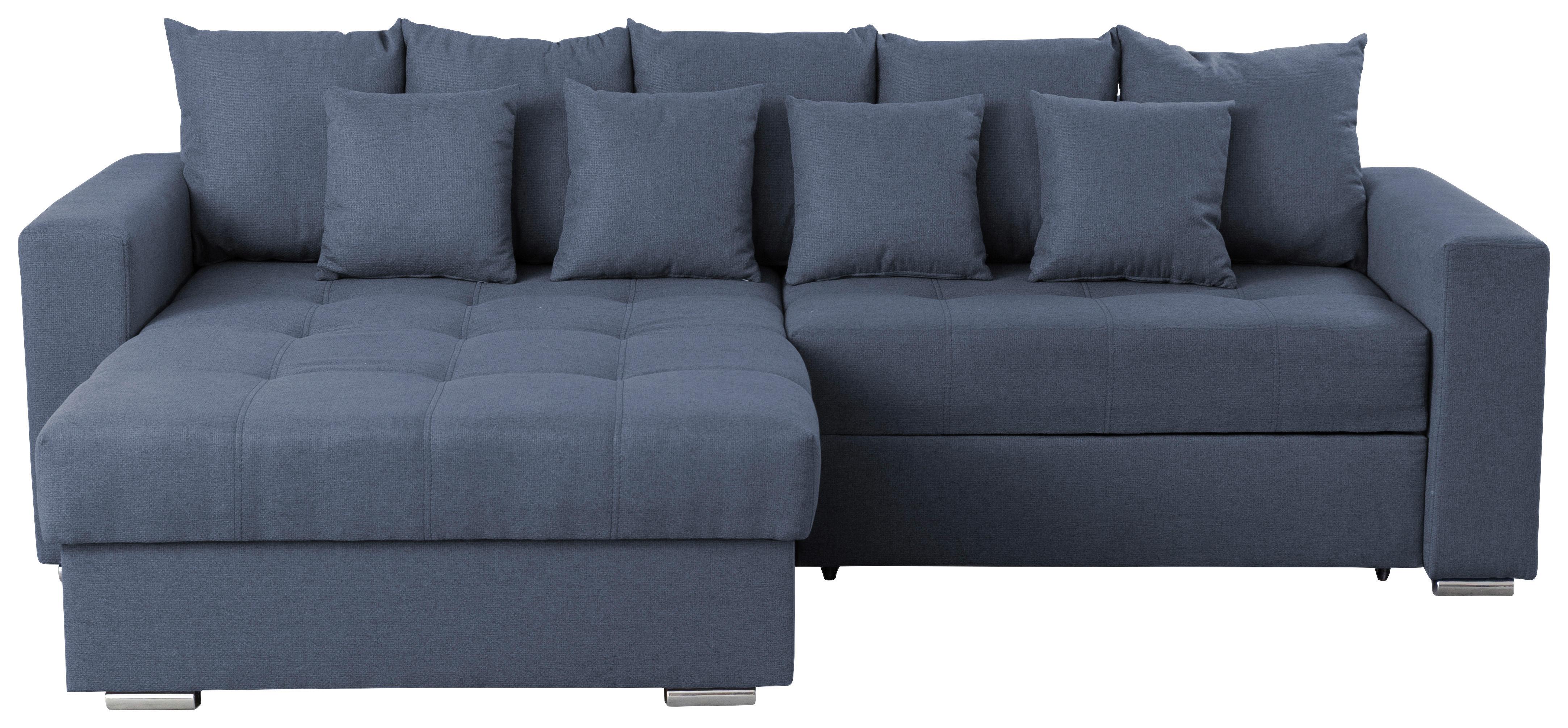 Ecksofa Flavio Blau S: 165x265cm - Blau/Silberfarben, Design, Textil (165/265cm) - MID.YOU